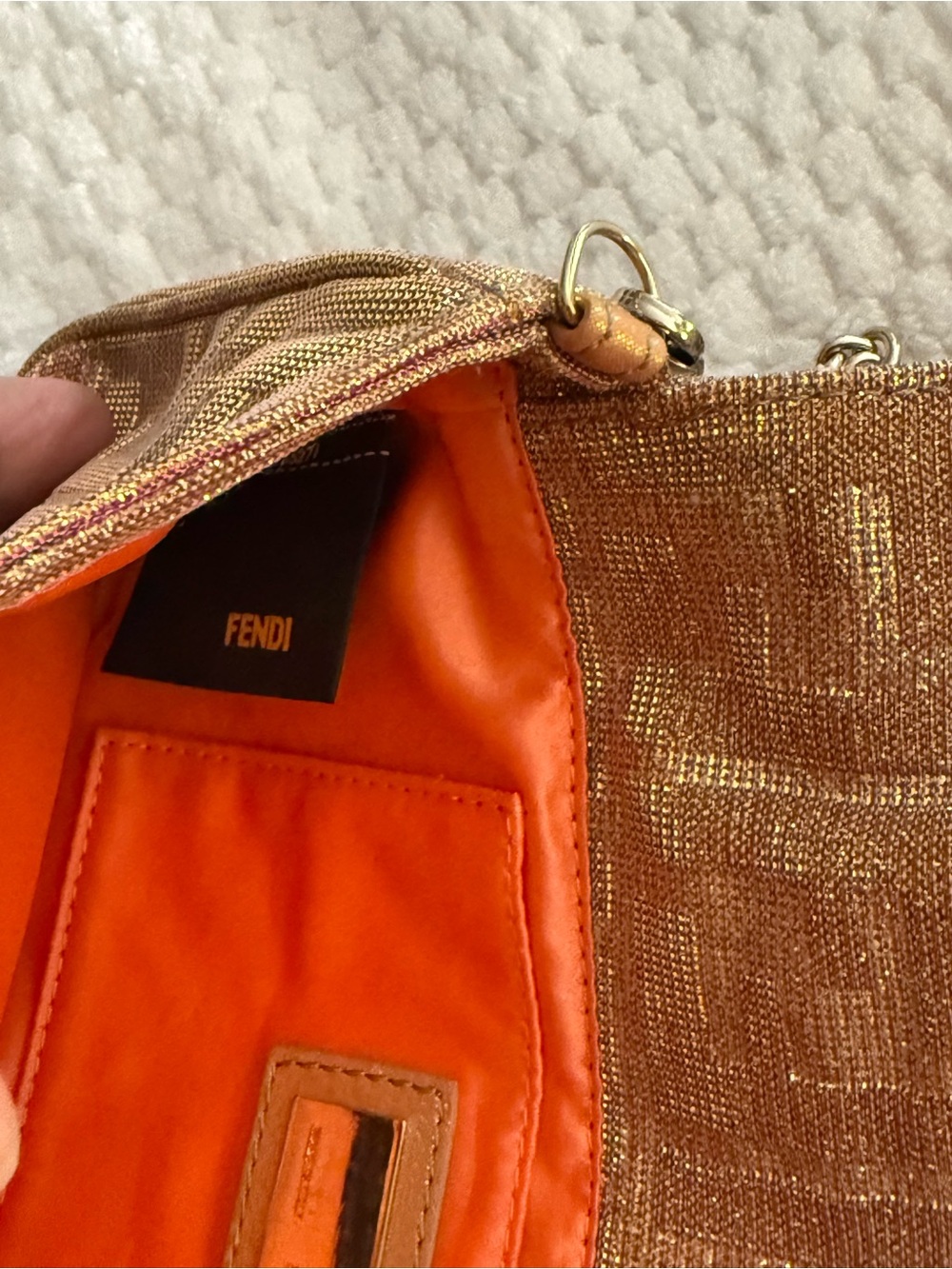 Fendi Gold Monogram Chain Shoulder Bag - Picture 5 of 13